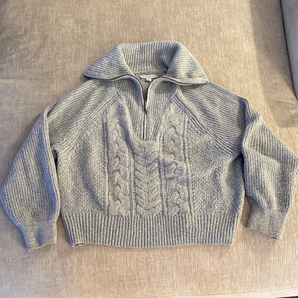 Gray Cable Knit Women's Sweater